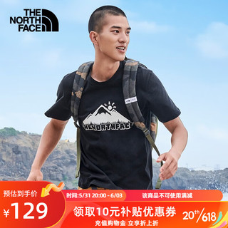 北面（The North Face） 北面短袖T恤户外男舒适透气春夏上新 7WAQJK3/黑色 S/165/150