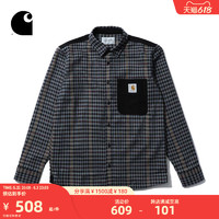 Carhartt WIP男装秋冬经典LOGO标签口袋拼接格纹衬衫029444H