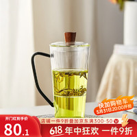 忆壶茶（YIHUTEA）茶杯玻璃泡茶杯高颜值茶道杯个人茶杯子绿茶杯办公水杯 竖条纹泡茶杯400ml