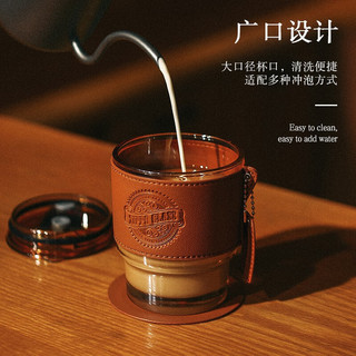 ZIPPO 之宝 美国玻璃水杯男带吸管杯子便携咖啡杯美式复古耐热泡茶杯 茶色