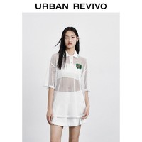 URBAN REVIVO 女士网格POLO短袖T恤