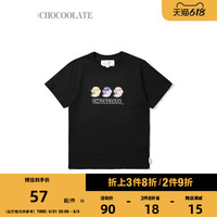 : CHOCOOLATE女装短袖T恤秋季可爱三只小熊印花1670XFH S BKX/黑色