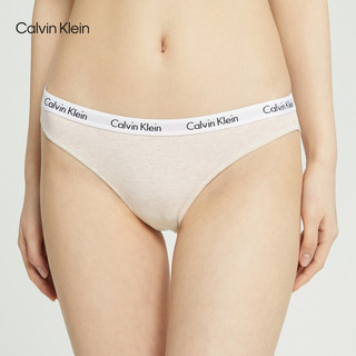 Calvin Klein内衣女士经典循环提花腰边棉质透气性感比基尼三角内裤D1618 HGS-浅卡其色 M