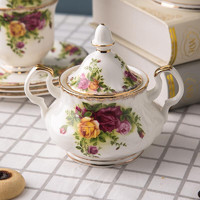 SDX英式骨瓷咖啡具套装下午茶茶具老镇玫瑰欧式咖啡杯碟结婚生日礼物 糖缸 15件
