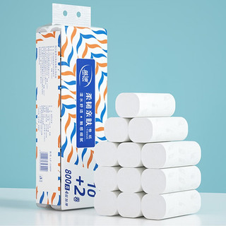 蓝漂白色实芯卷纸12卷4层 竹浆亲肤厕纸卫生卷纸手纸 24卷