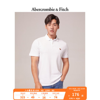 Abercrombie & Fitch 男装 美式复古宽松经典刺绣小麋鹿翻领纯色短袖Polo衫 313545-1 白色 M (180/100A)