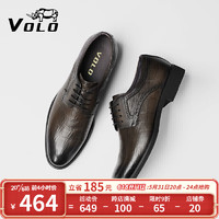 VOLO 犀牛男鞋商务正装西装皮鞋男士舒适透气软底德比皮鞋 棕色 41