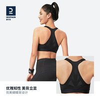 迪卡侬运动内衣女无钢圈大胸型防下垂聚拢背心式胸罩美背文胸WSCU 气质时尚黑 SCD (C-D罩杯)