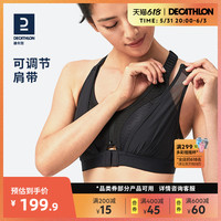 迪卡侬运动内衣女无钢圈大胸型防下垂聚拢背心式胸罩美背文胸WSCU 气质时尚黑 2XLEF (E-F罩杯)