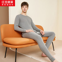 红豆居家 纯棉情侣棉毛衫男士女士秋衣秋裤全棉中老年保暖内衣套装 男士麻灰 185/110