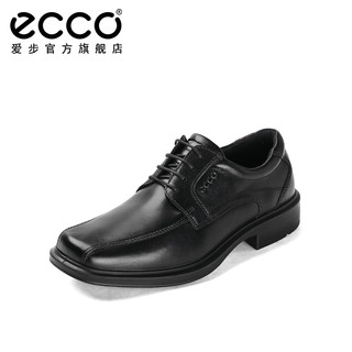 ECCO爱步复古风方头皮鞋 商务正装休闲男士德比鞋 赫尔辛基050104 黑色05010400101 45