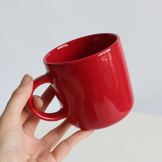 SDX原创红色咖啡杯碟陶瓷马克杯情侣水杯简约高颜值餐具礼物 红色马克水杯