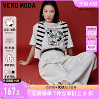 VERO MODA T恤女迪士尼米奇联名2023夏季新款纯棉宽松涂鸦短袖上衣