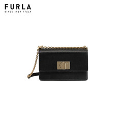 FURLA 芙拉 1927经典女士小号牛皮链条包斜挎包 黑色 mini