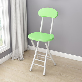 美佳朗折叠椅子家用餐椅简易椅休闲靠背椅宿舍椅子阳台靠椅便携成人圆椅 浅绿色 白架椅(有靠背)
