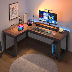 普派 电脑桌转角书桌 L型桌子 120*80cm 黑胡桃色