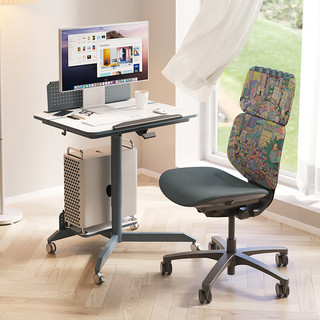智芯电动升降桌椅套装简约现代办公桌台式电脑桌椅子家用电竞桌座为 黑色掌控者 桌面尺寸78×60×69cm