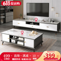 左印（zuoyin）电视柜简约现代客厅家用小户型落地2023新款轻奢茶几电视机柜组合 1.6米电视柜+1.2米茶几
