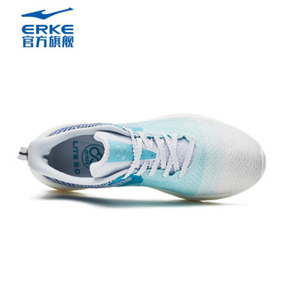 鸿星尔克（ERKE）跑步鞋男夏季碳板情侣透气软底防滑男鞋运动鞋子 正白/薄荷蓝-男款 39