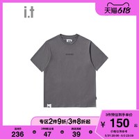 it izzue男装短袖t恤春夏休闲时尚logo字母印花情侣t恤1199S2I