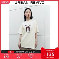 URBAN REVIVO UR2023夏季新款女装时尚休闲趣味印花棉质圆领正肩T恤UWU432131