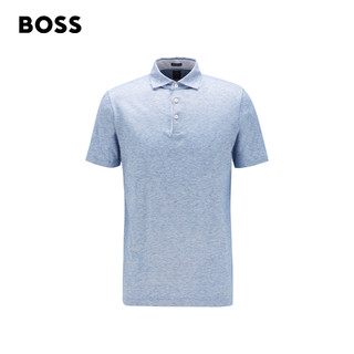 HUGO BOSS雨果博斯男新款意大利提花棉质面料常规版短袖Polo衫 428-深蓝色 S
