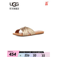 UGG 2023夏季新款女士凉鞋休闲潮流纯色款沙滩交叉十字拖鞋 1142712 GLDM  金属色 40