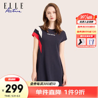 ELLE Active 优雅大气连衣裙夏季时尚个性显瘦舒适休闲运动裙 藏青色 XL