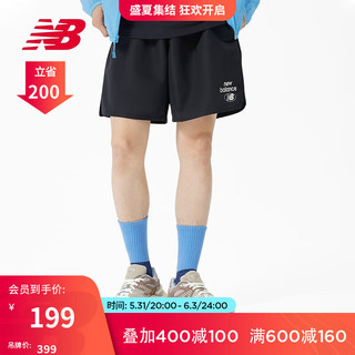 new balance NB官方23新款男款夏季休闲百搭系带运动梭织短裤 BK MS31519 L