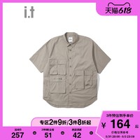 it :CHOCOOLATE男装短袖衬衫潮流街头工装上衣8250XF