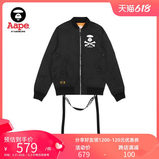 Aape男装秋冬猿颜印花LOGO薄款MA1飞行夹克外套7273XXB