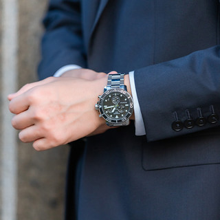 Tissot天梭官方海星系列石英运动潜水钢带手表男表 黑色表盘
