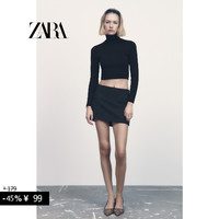 ZARA 特价精选 女装 黑色长袖立领短款毛衣针织衫 3519150 800