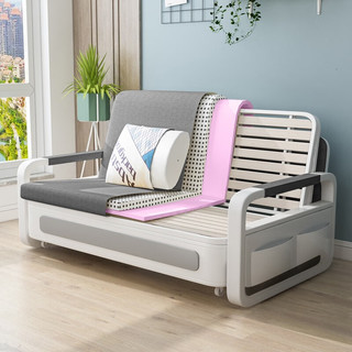 匠品小屋沙发床两用可折叠多功能小户型伸缩布艺双人储物 1.2米款+2个抱枕