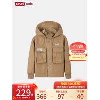 Levi's李维斯童装春秋款男童梭织夹克儿童休闲工装外套 棕褐色 150/72(M)