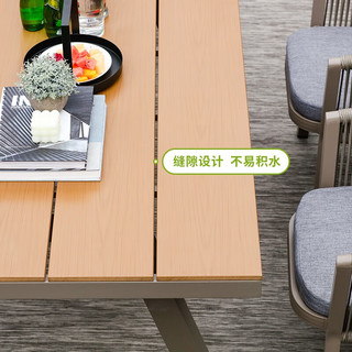 MWH户外休闲桌椅组合庭院露台餐桌椅子室外露天野餐铝制桌子椅子套件 1.5米长桌灰色+4椅