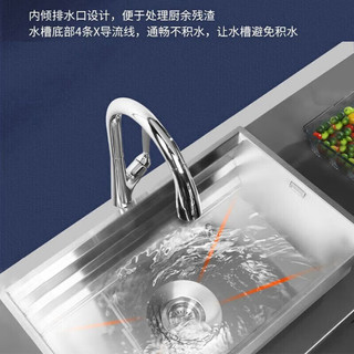 科勒（KOHLER）普利菲厨房水槽304不锈钢加厚台下厨盆手工大单槽洗菜盆洗碗5540 23650T小单槽+21366龙头