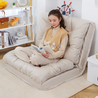 左印（zuoyin）懒人沙发踏踏米可折叠沙发床小户型椅子阳台卧室单 米色 标准款-60*60*60CM