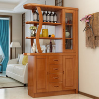 贵妃实木间厅柜客厅玄关柜门厅柜装饰隔断酒柜中式双面屏风现代储物柜 实木间厅柜1.8米 海棠色