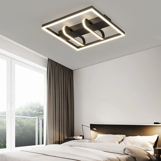 比达迩（BEIDAER）极简创意个性客厅灯2023年新款卧室吸顶灯现代简约led灯具长方款 正方-黑-暖光50*50cm-48w