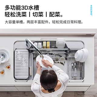 INAX日本伊奈厨房感应龙头水槽套装 LIXIL骊住水槽3D不锈钢大单槽