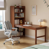聚林鸟书桌书柜组合实木学习桌书架一体电脑桌家用学生写字台转角办公桌 单桌带书架 124*60*182cm