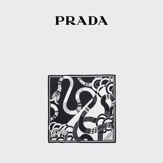 PRADA/普拉达女士印花徽标丝质斜纹绸方巾 白色