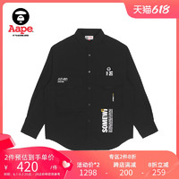 Aape 旗舰店男装秋冬双工装口袋拼接撞色字母宽松长袖衬衫8423XXJ