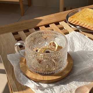韩版ins风水果甜品玻璃碗带把早餐燕麦碗家用沙拉碗太阳花小吃碗