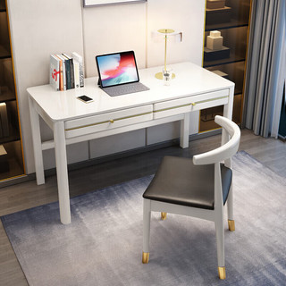 尊禾实木书桌现代简约电脑桌家用学生写字台1.4米书房学习办公桌