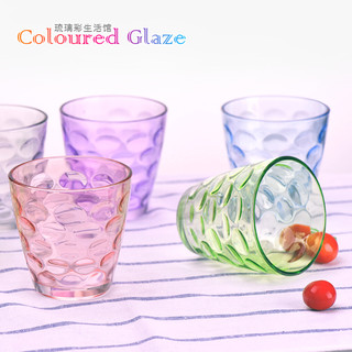 创意彩色玻璃杯家用耐热玻璃茶杯水杯饮料果汁炫彩雨点杯6只套装