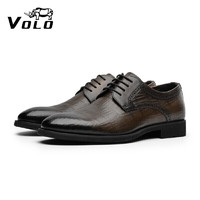 VOLO 犀牛男鞋商务正装西装皮鞋男士舒适透气软底德比皮鞋 棕色 42