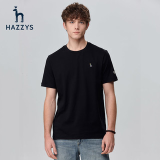 Hazzys哈吉斯夏季男士短袖T恤衫宽松简约纯色 白色 170/92A 46