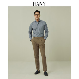 HANY汉尼商务休闲衬衫男长袖免烫灰色衬衣男士高级感